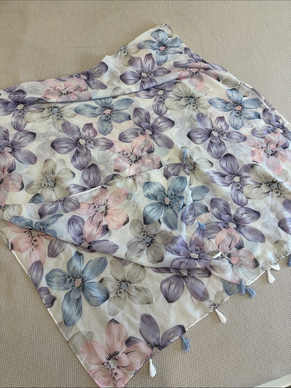 Floral Lightweight Throw Blanket in Lavender, Blue & Pink